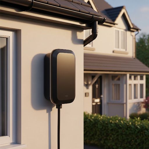 Modern home with an EV charger installed, increasing property value and appeal